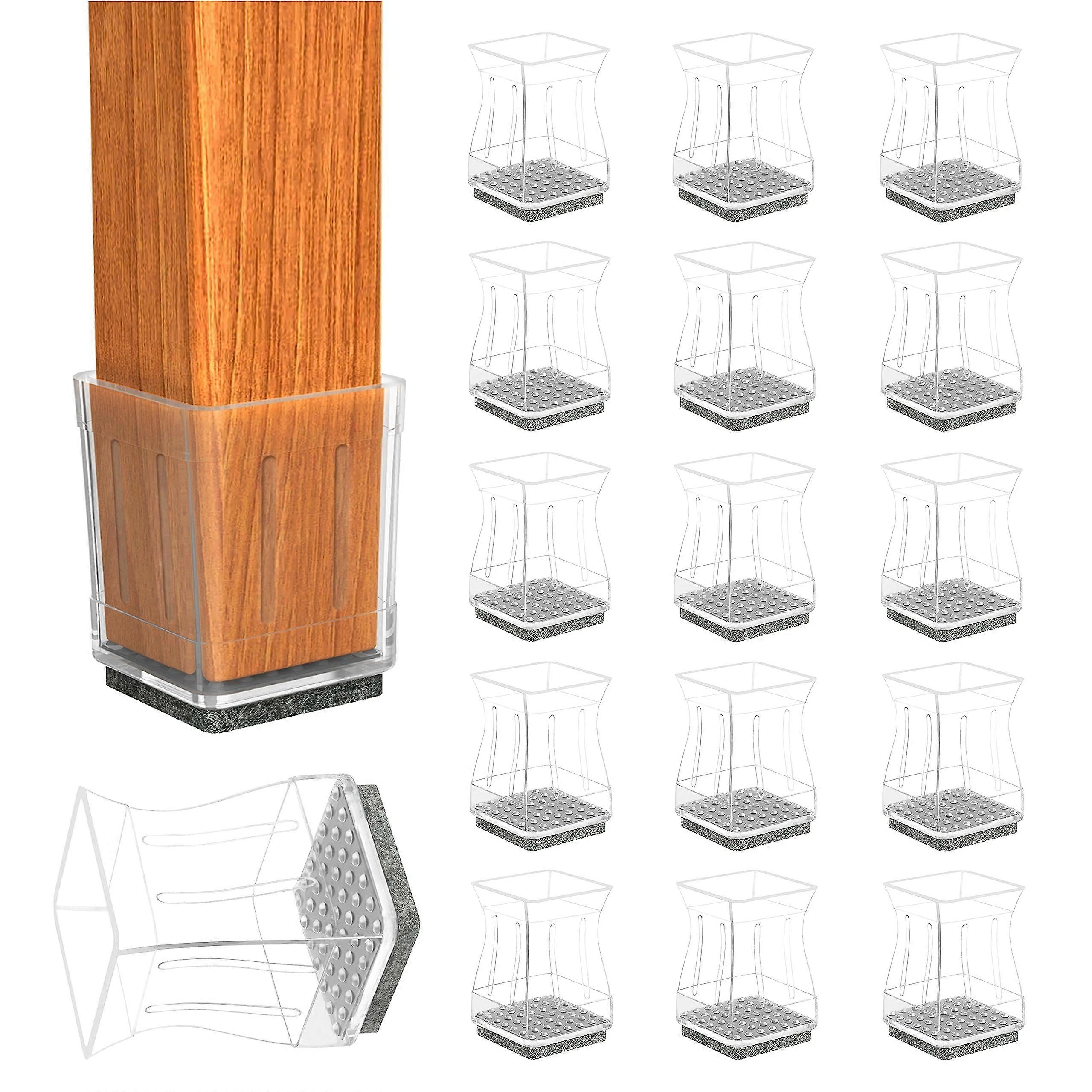 24 PCS Clear Square Chair Leg Floor Protectors, Silicone Furniture Pads for Hardwood Floors, Scratch-Resistant, Durable Design
