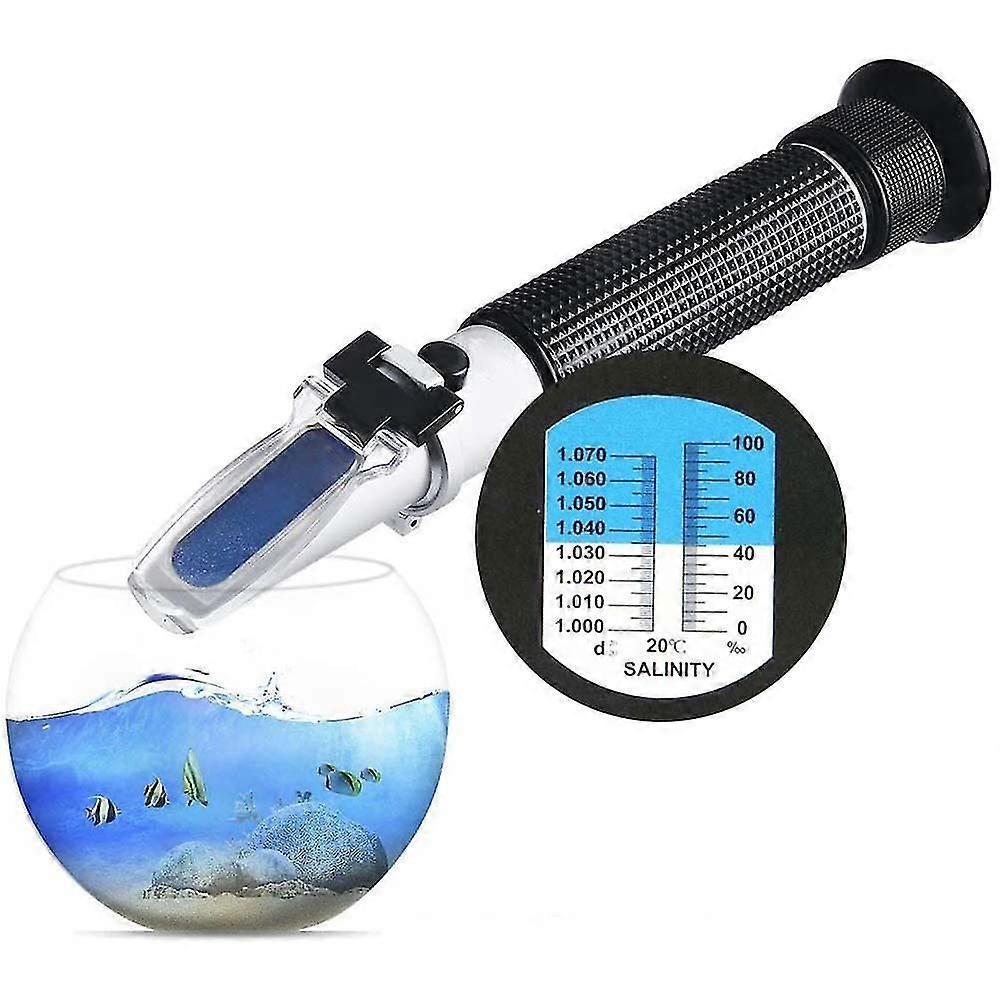 Salinity Refractometer For Seawater And Marine Fishkeeping Aquarium 0-100 Ppt - Dual Scale (1.0 To 1.070 S.g.) - Automatic Temperature Compensation
