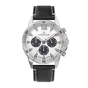 CERTUS 611178 herenhorloge - zwarte leren band