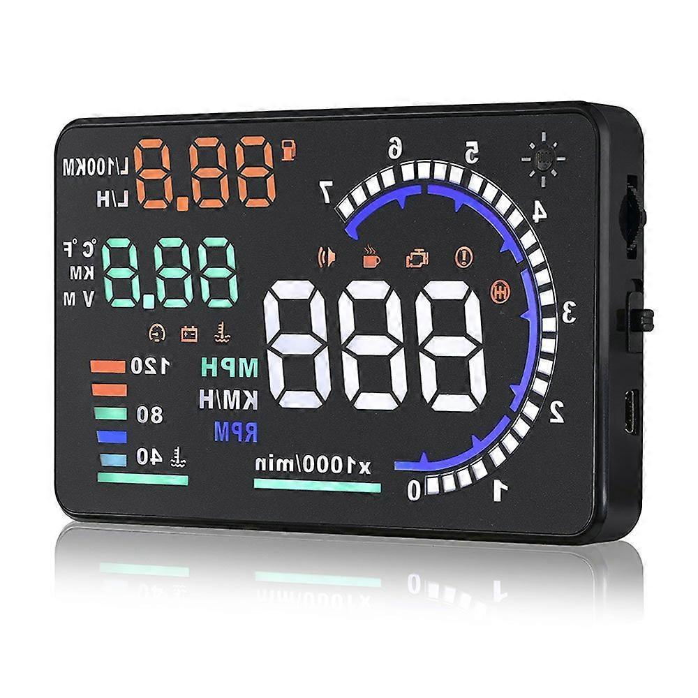 5.5 Inch OBD2 Windscreen HUD Display RPM MPH Fuel Consumption Temperature Fast Warning