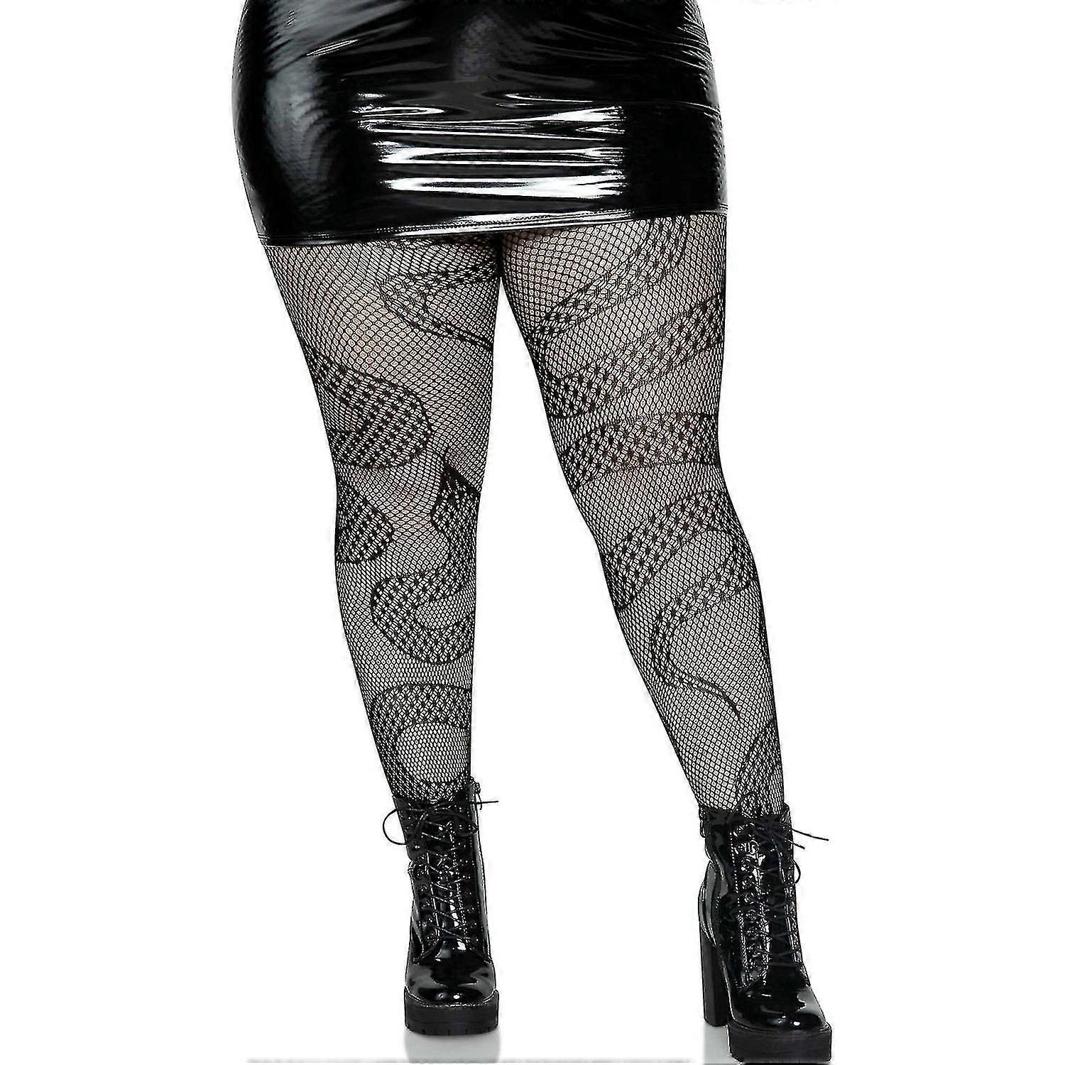 Frauen Plus Size Transparente Netzstrumpfhose mit Gothic Mesh-Strumpfhose mit Schlangenmuster