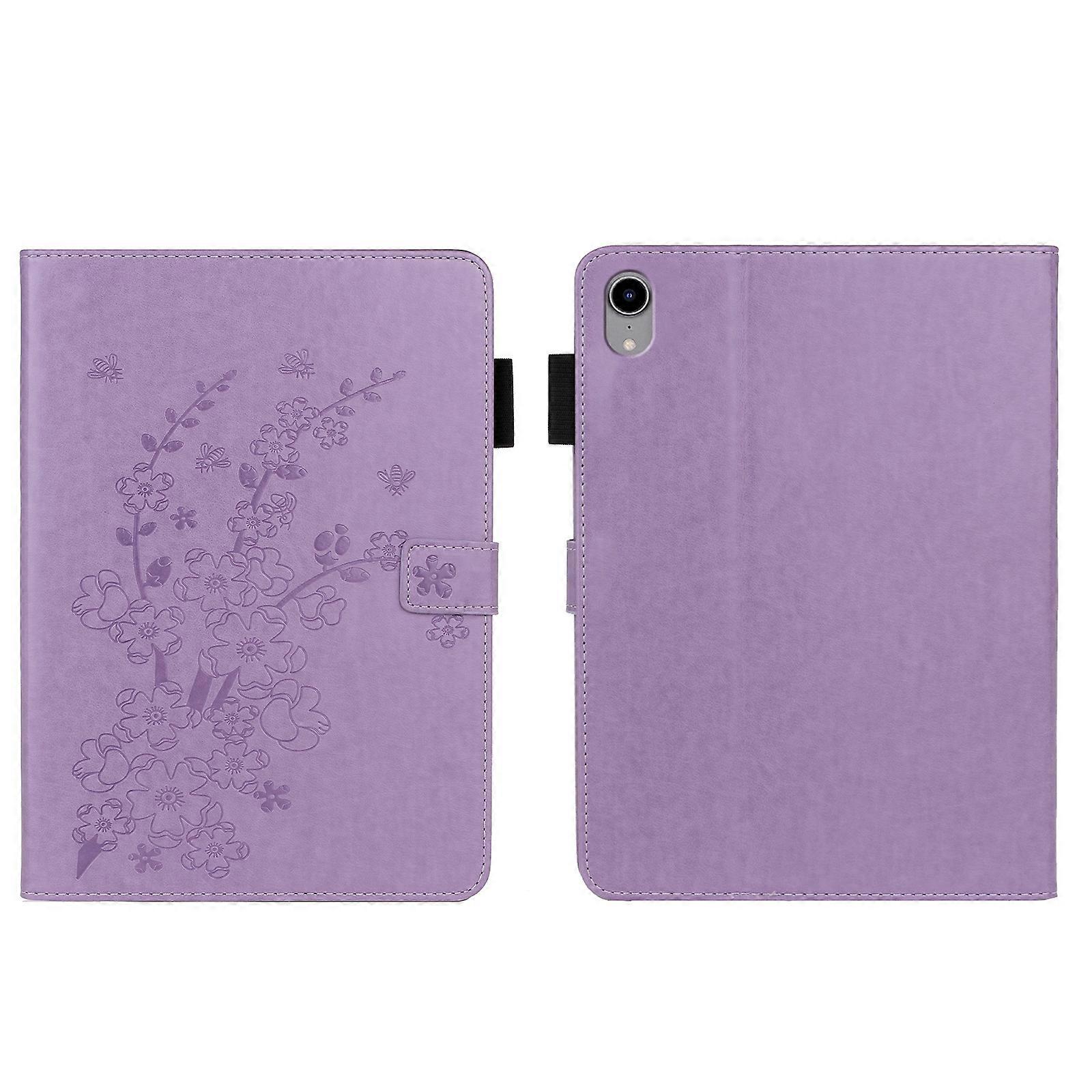 For iPad mini 2024 / mini 6 Embossed Plum Bossom Pattern Smart Leather Tablet Case