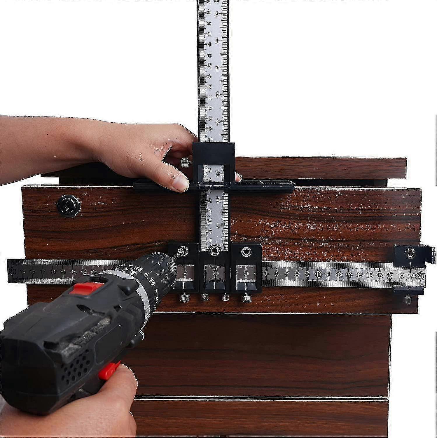 Kabinett Hardware JIG, Punch Drill Guide Locator Wood Drilling Dowelling Guide For Håndtak Og Trekker