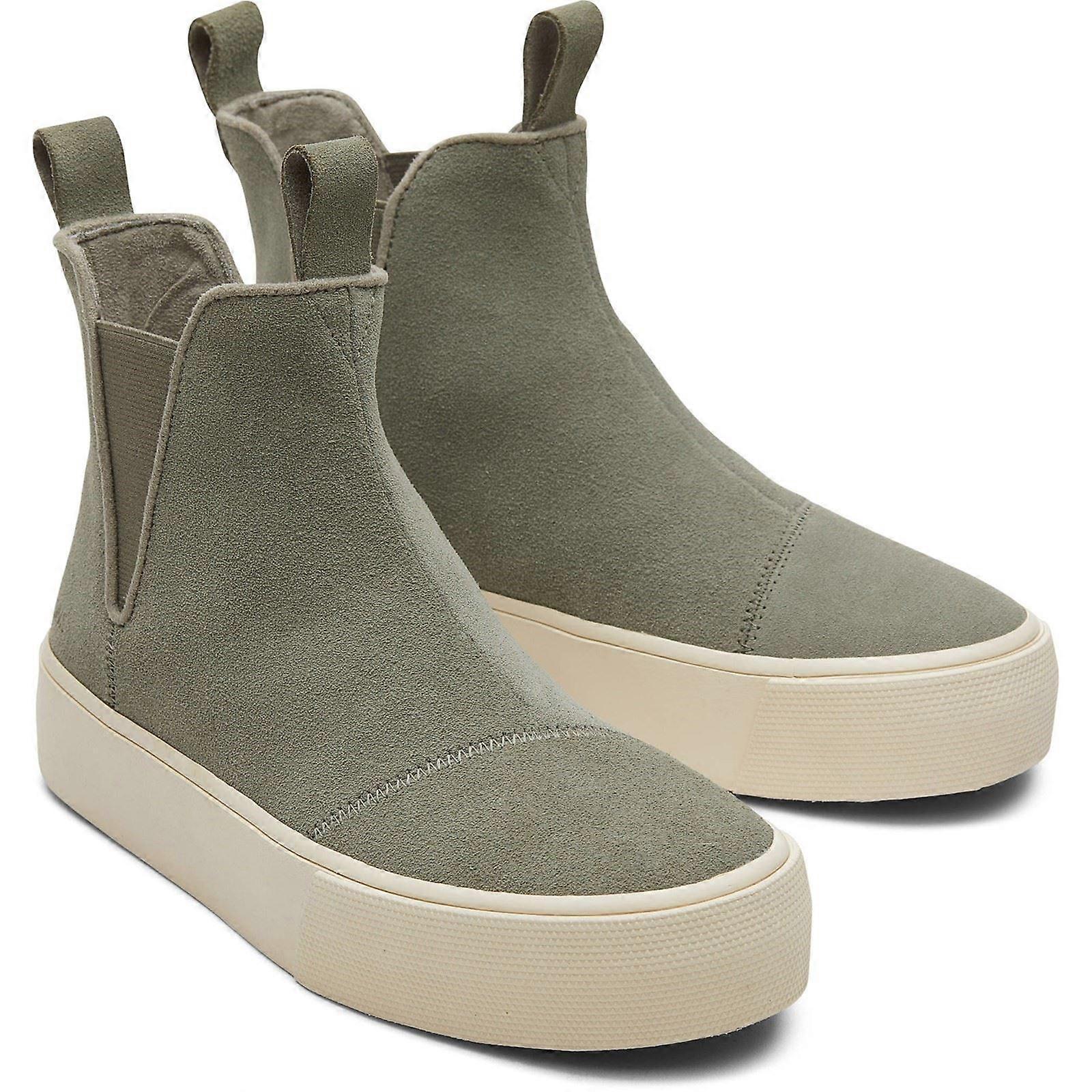 TOMS Fenix 厚底灰色 100% 牛皮女靴