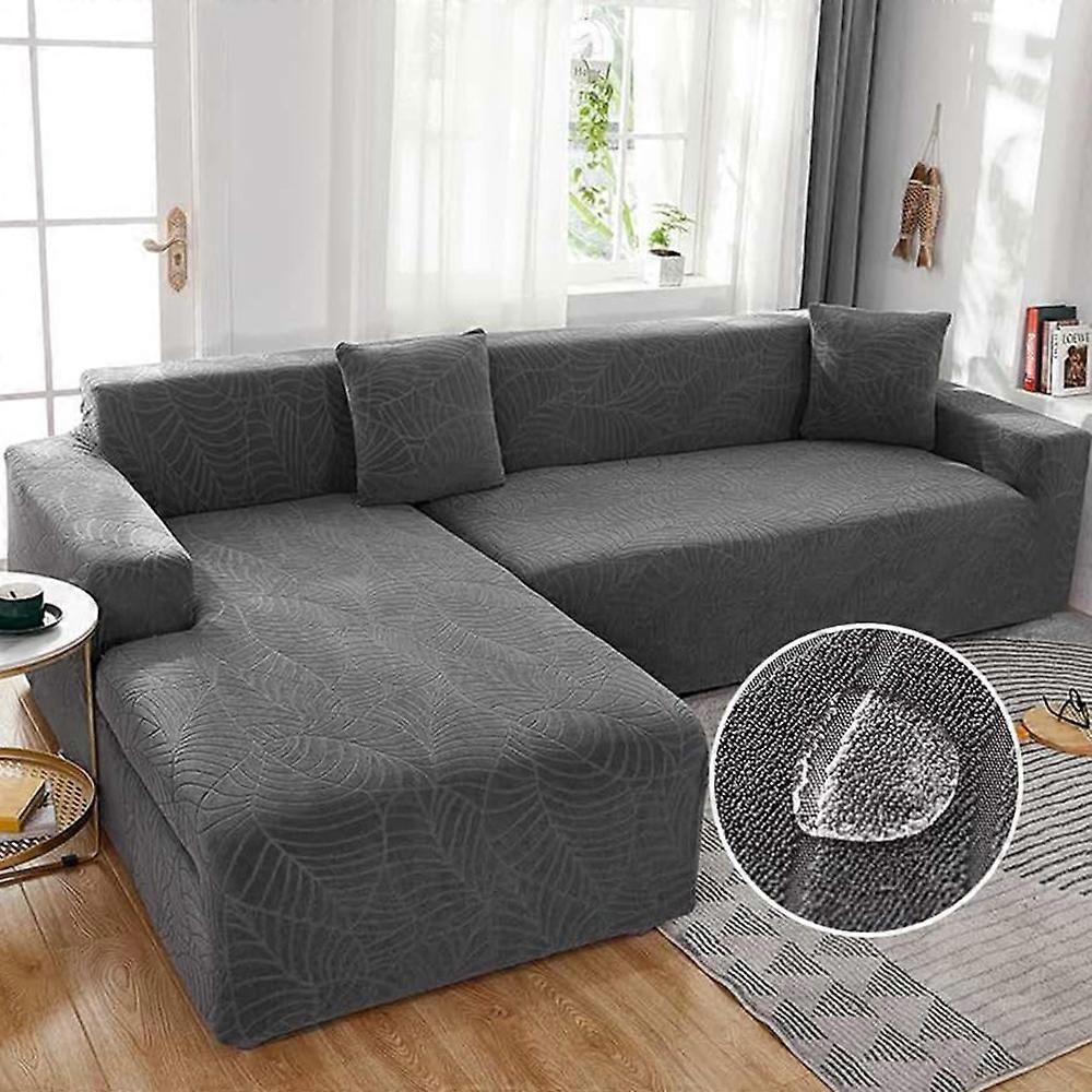 Sofabezug Ecksofa L-Form Wasserdichter Stretch-Sofabezug Universeller Couchbezug für 1/2/3/4-Sitzer (2-Sitzer, dunkelgrau)
