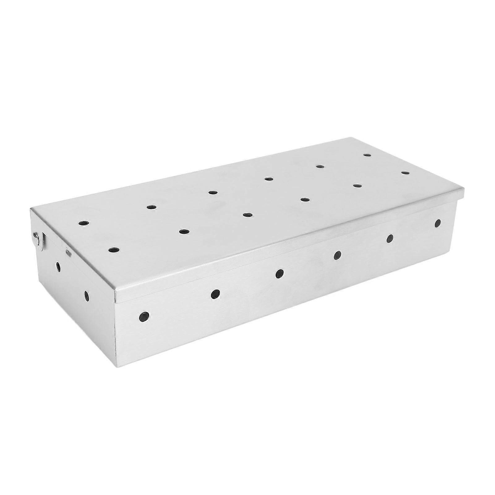 Grill Smoker Box, Stainless Steel Rectangular Smoker Box for BBQ Grilling, Add Smoky Flavor to Charcoal and Gas Grills