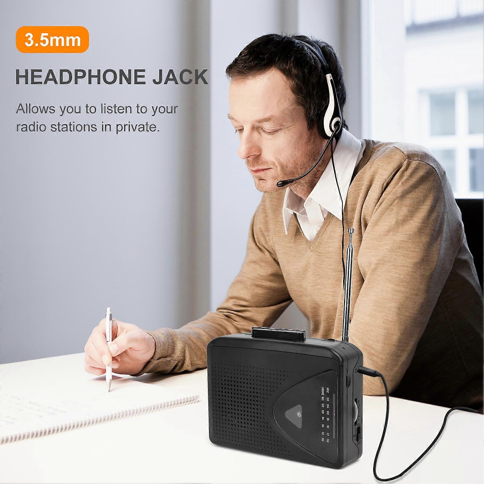 Lecteur de cassettes portable Walkman personnel Radio AM/FM avec prise casque 3,5 mm