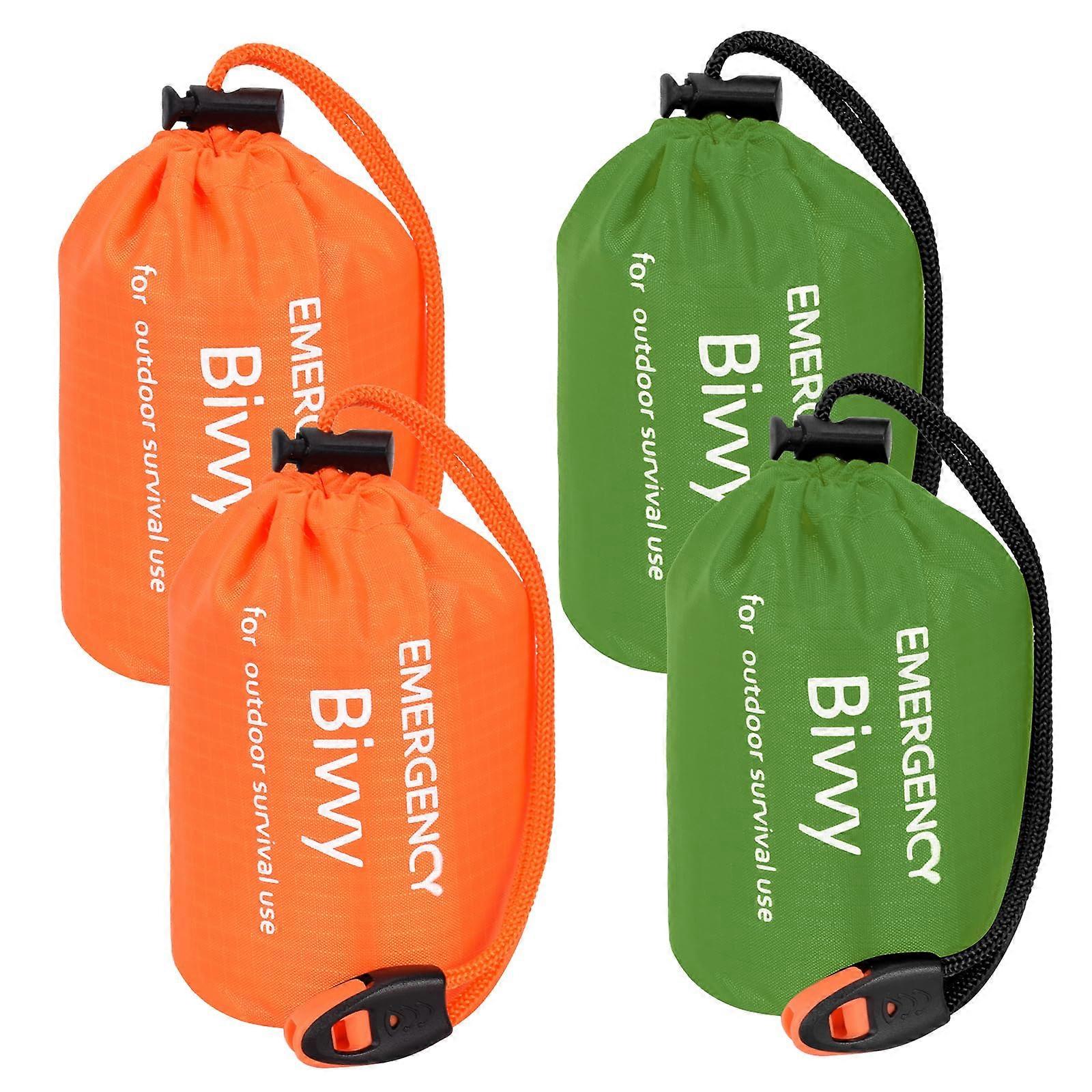 Nödsovsäck 4-pack Överlevnad Sova med Bag Visselpipor för utomhusvandring Camping