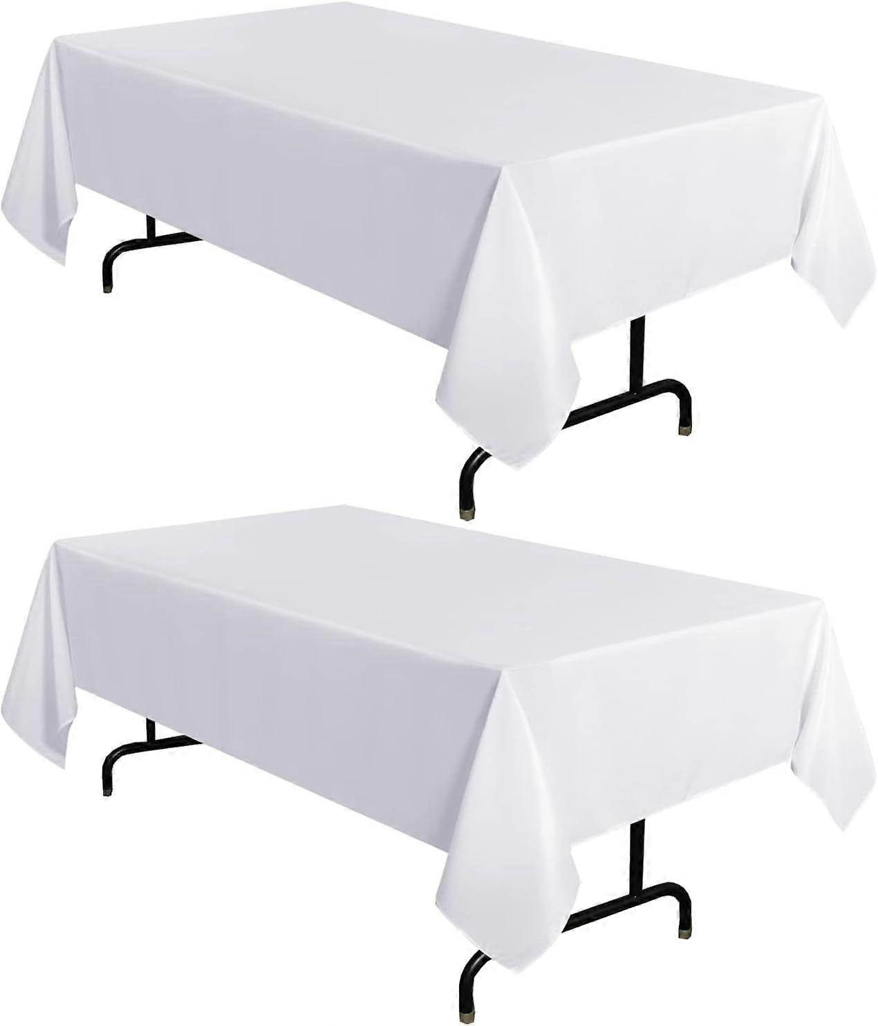 2025 Latest Model  2 Pack White Tablecloth 60 x 102 Inch, Rectangle 6 Feet Table