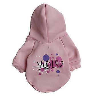 Pet clothes Fleece pink hooded sweater dog clothing