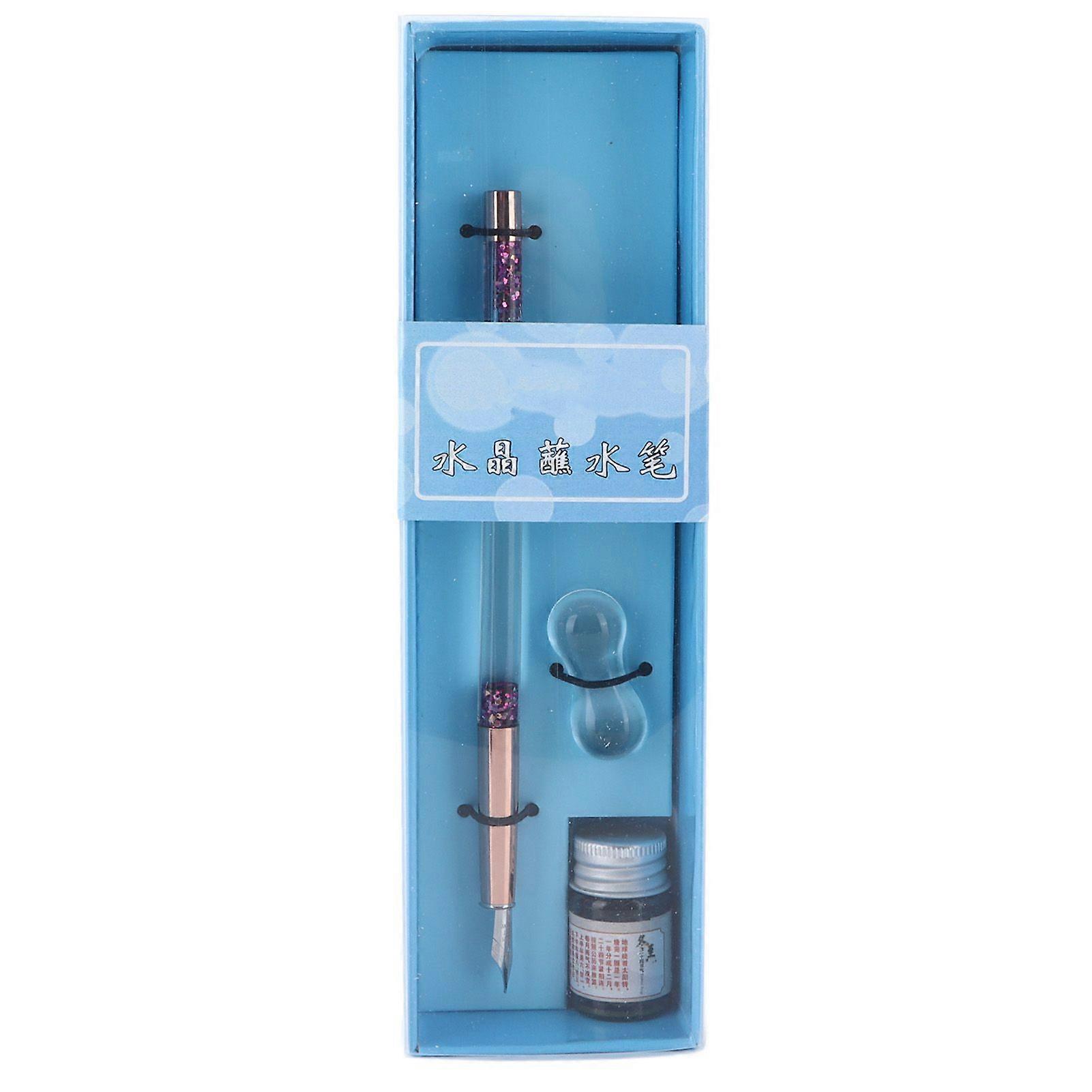 Glass Dip Pen Durable Beautiful Decorative Attractive Comfortable Ink Writing Portable Calligraphy Kit for GiftPen Nib Blue