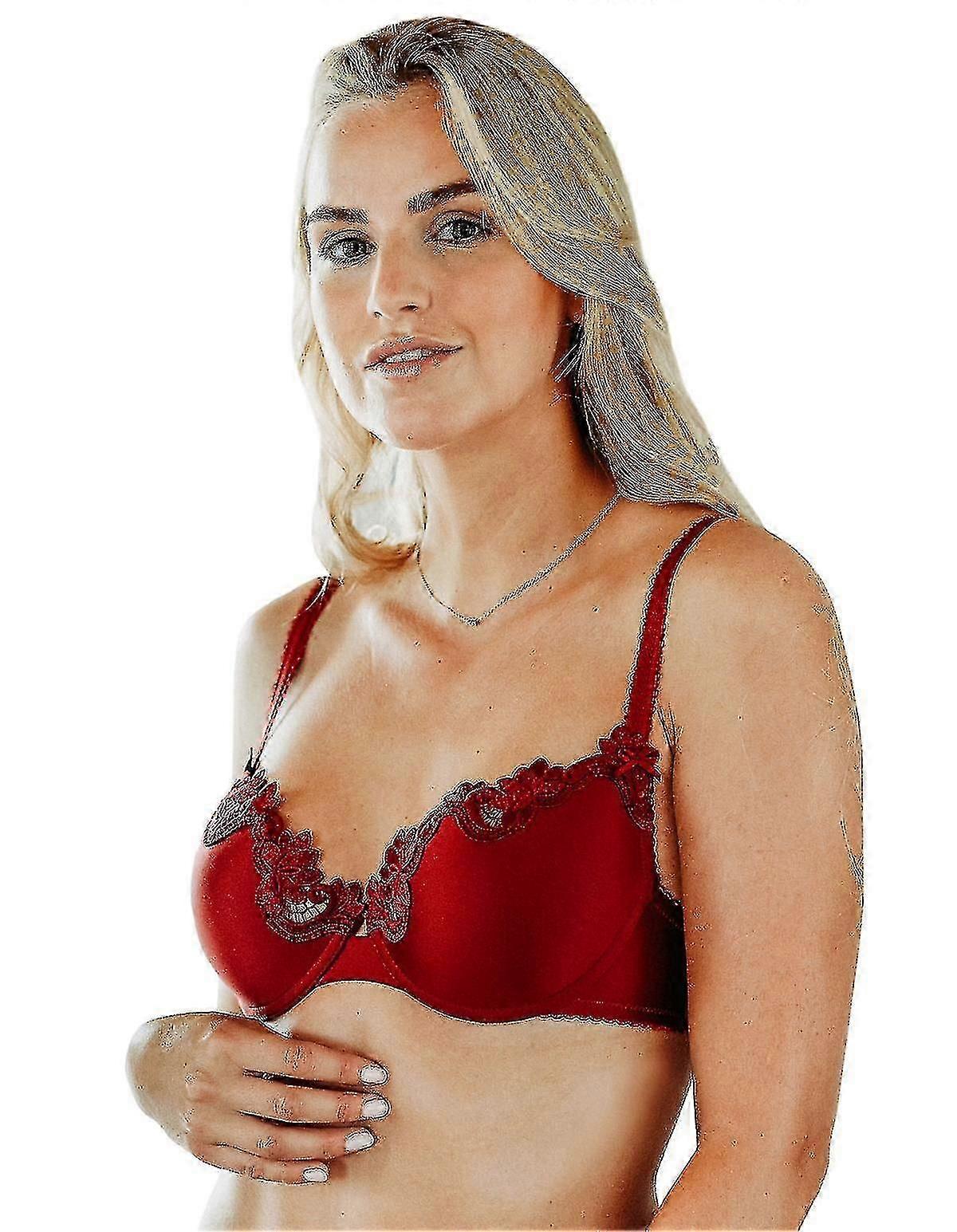 81103-4 Women'S Red Embroidered Underwired Padded Bra