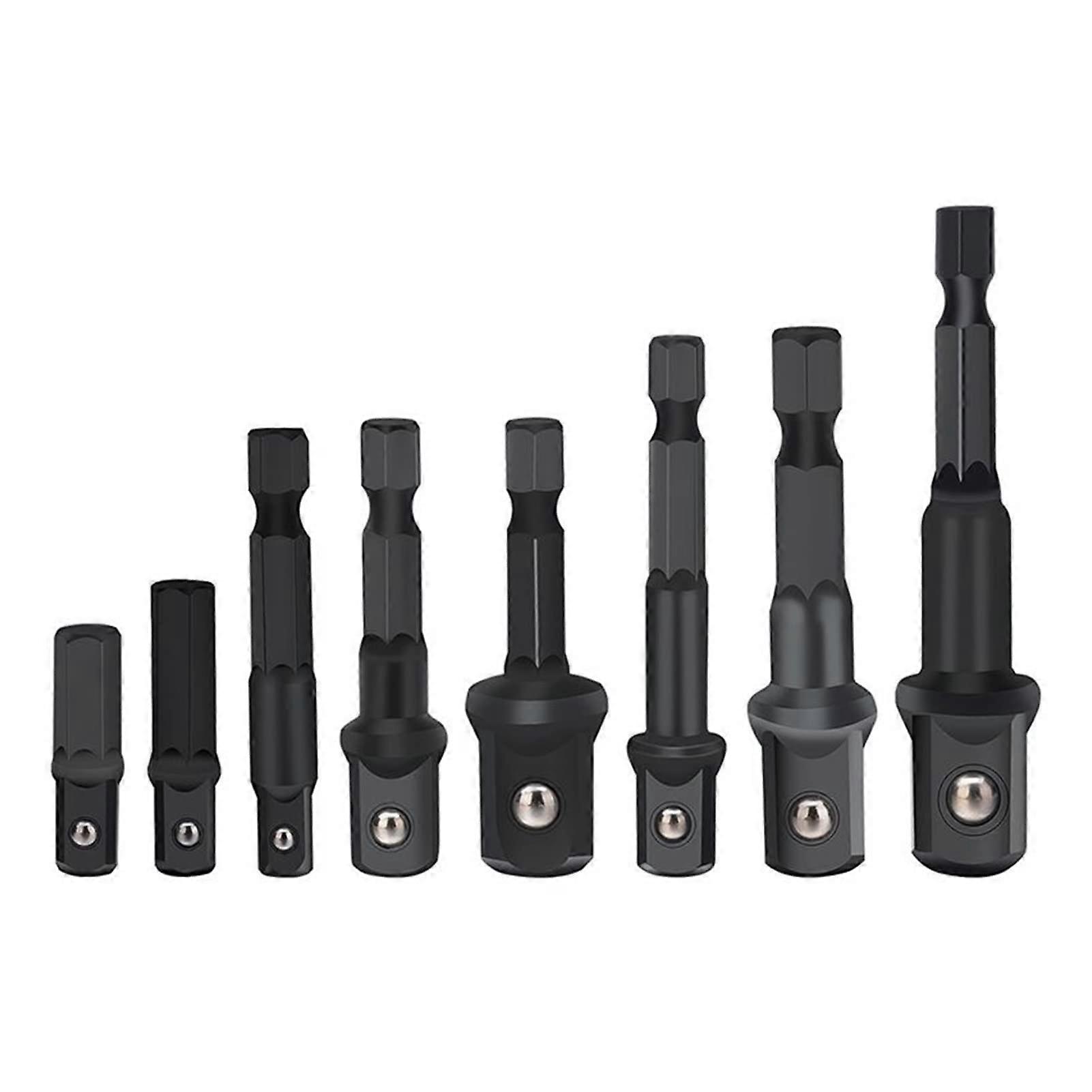 Drill Socket Adapter for Impact Driver, Hex Shank to Socket Extension Set, 8 Pieces, Compatible with 1/4 Inch Drive Bits