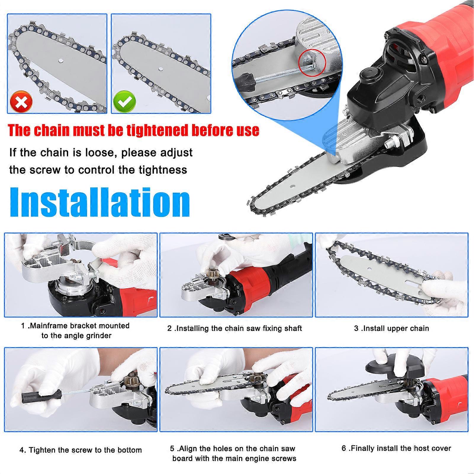 Refit Conversion Kit 6 Inch Chainsaw Bracket Change Angle Grinder into Chain Saws Set Multifunction Woodworking Power Tool