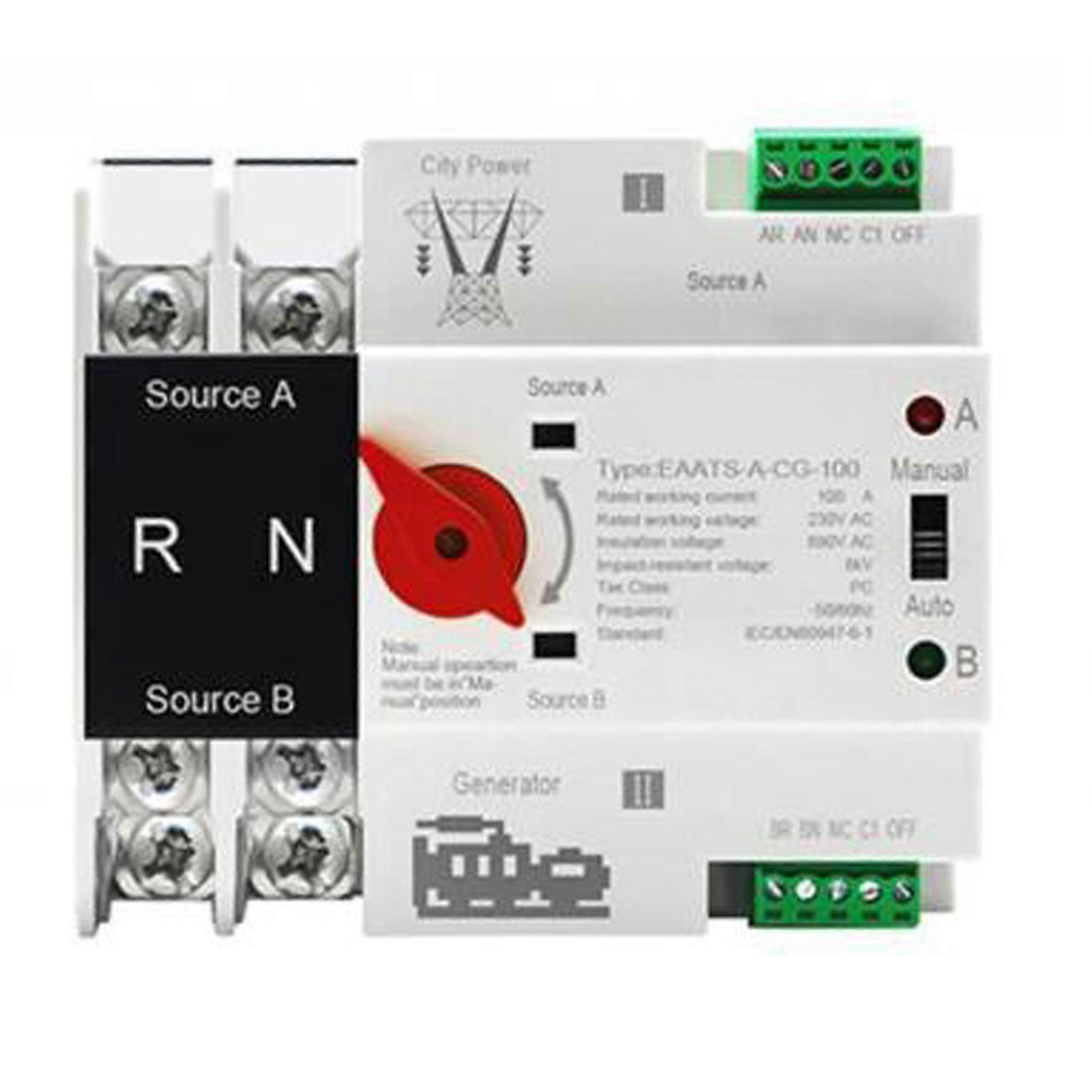 Commutateur de transfert d’alimentation domestique Dual Power Manual 2 Modes Commutateur de transfert automatique compact