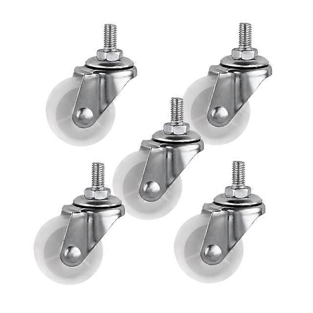 Rubbered Trolley Wheels 5 Inch PP Swivel Wheel Set of 5, 360 Degree Rotatable M6 Screw for Furniture Trolley Sofa, 16mm/0.6in (Brake + Universal)
