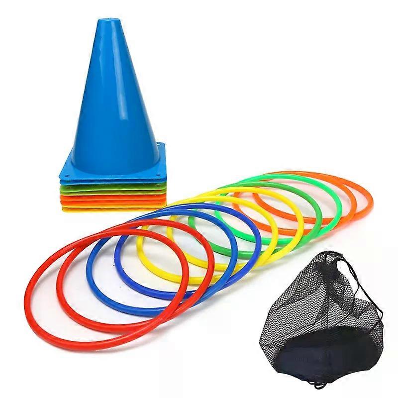 1 Set Party games Ring Toss Game Carnival Combo Set Soft Plastic Cones Ring Toss Games Carnival Games Toy for Kid Adult