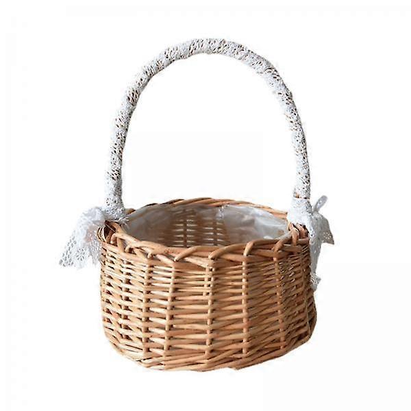 2x Wicker Basket with Handles Picnic Flower