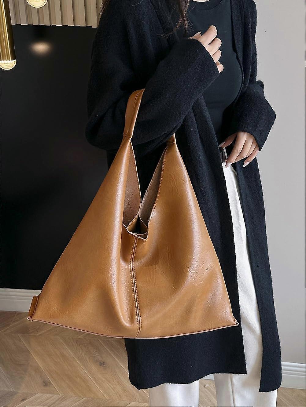 Slouchy Hobo Bag For Women - PU Leather Crossbody Tote, Soft Shoulder Purse, Large Capacity (B Coffee Color) - View #3