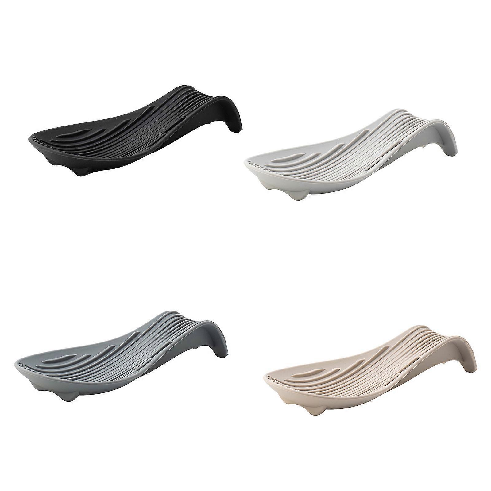 Heatproof Silicone Cooking Utensils Rest Striped Silicone Spatula Rest Set Efficient Spoon Tray for Cooking Enthusiasts
