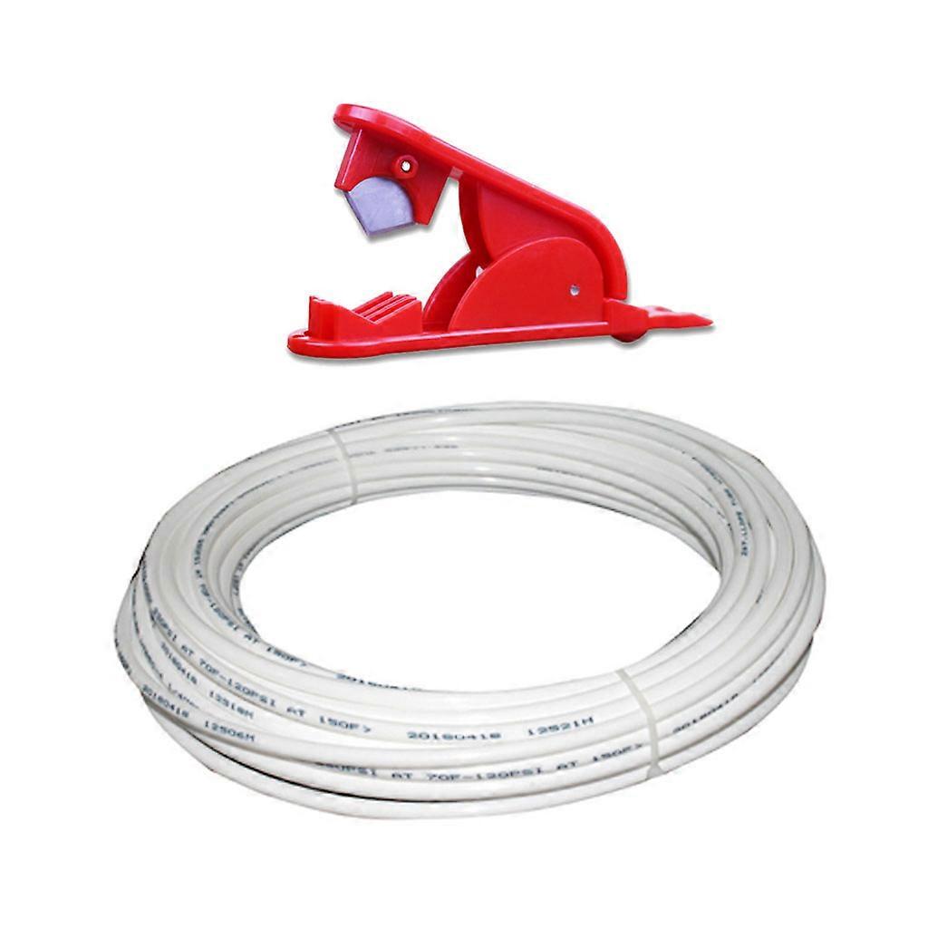 1/4 tum 20m / 65.62ft Vit PE-rör Flexibel rörslang för RO vattenfiltersystem Akvarium Revers omvänd osmos