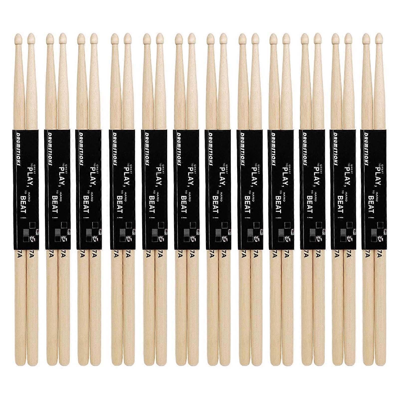 Classic-7A Drumsticks Maple Drum Sticks Wood Drum Sticks Set Consistent Weight and Pitch 12 Pairs Oval Top Drum Sticks