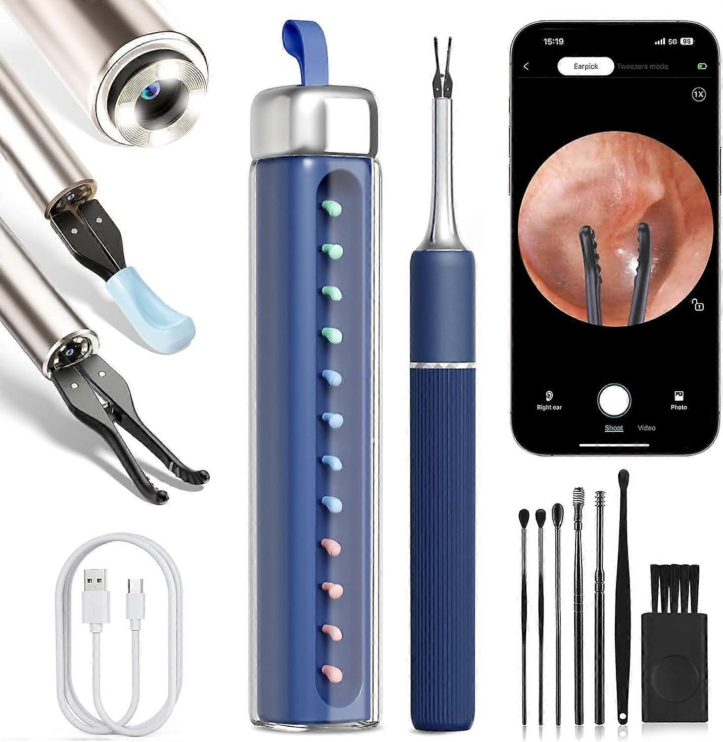 2025 Latest Model  Ear Wax Removal Kit S5 with 10 MP Camera, Precision Tweezers