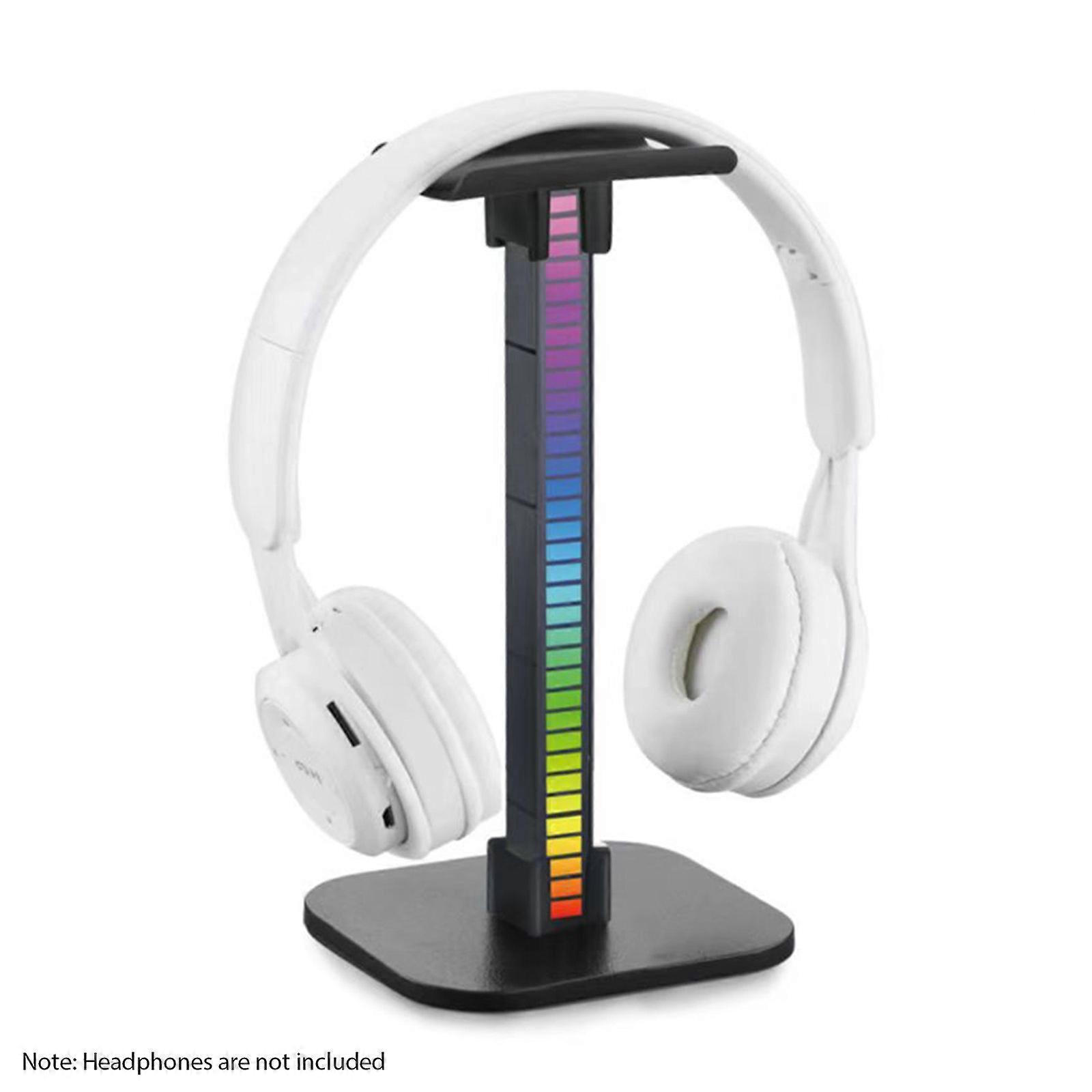 Headphone Stand RGB Light for Desk PC Gaming Headset Bottom Anti-slip with Type-C Ports Rechargeable Headset Display Support Bracket 7 Lighting Modes