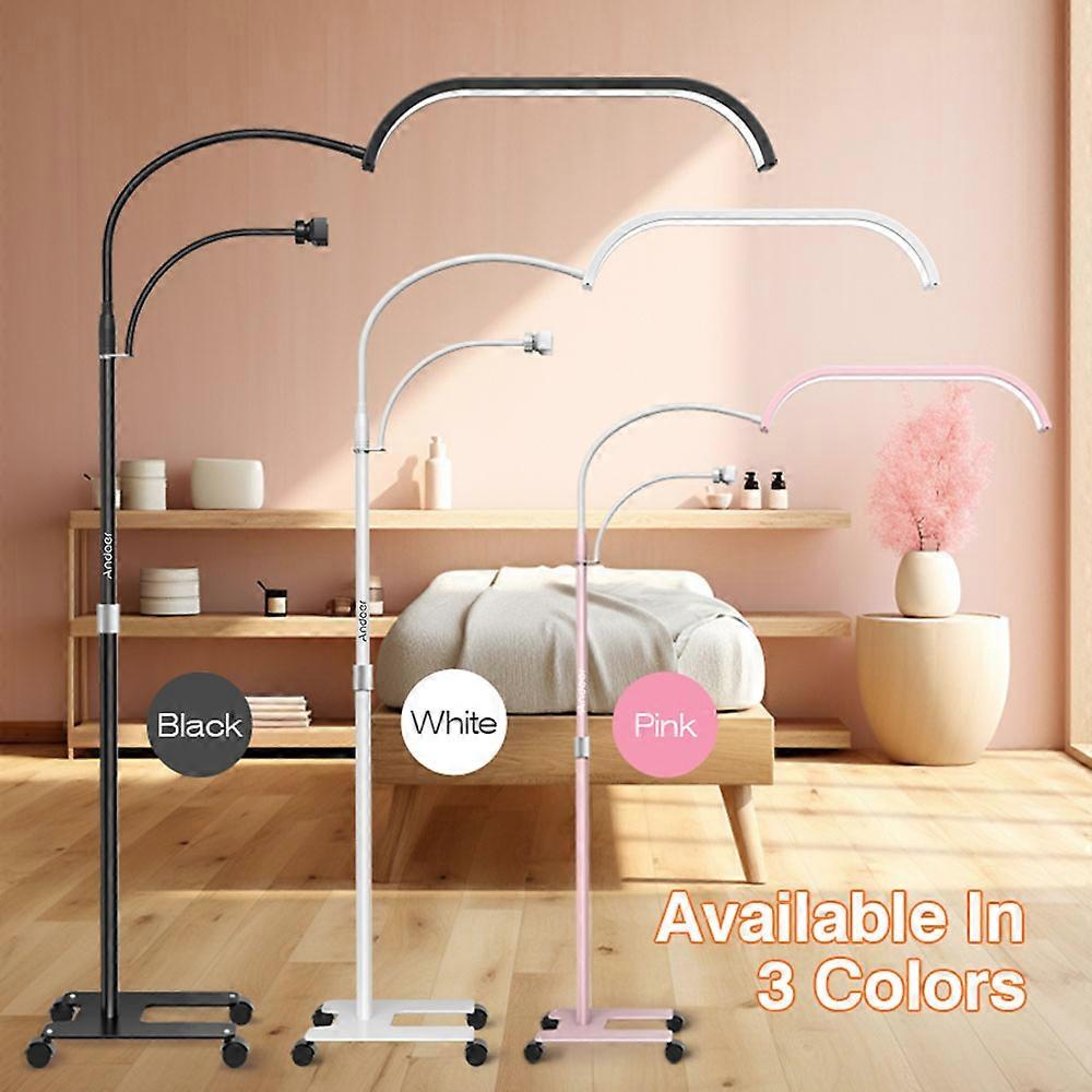 LED Floor Fill Light with Adjustable Stand and Phone Holder for Beauty Salons and Vlogging