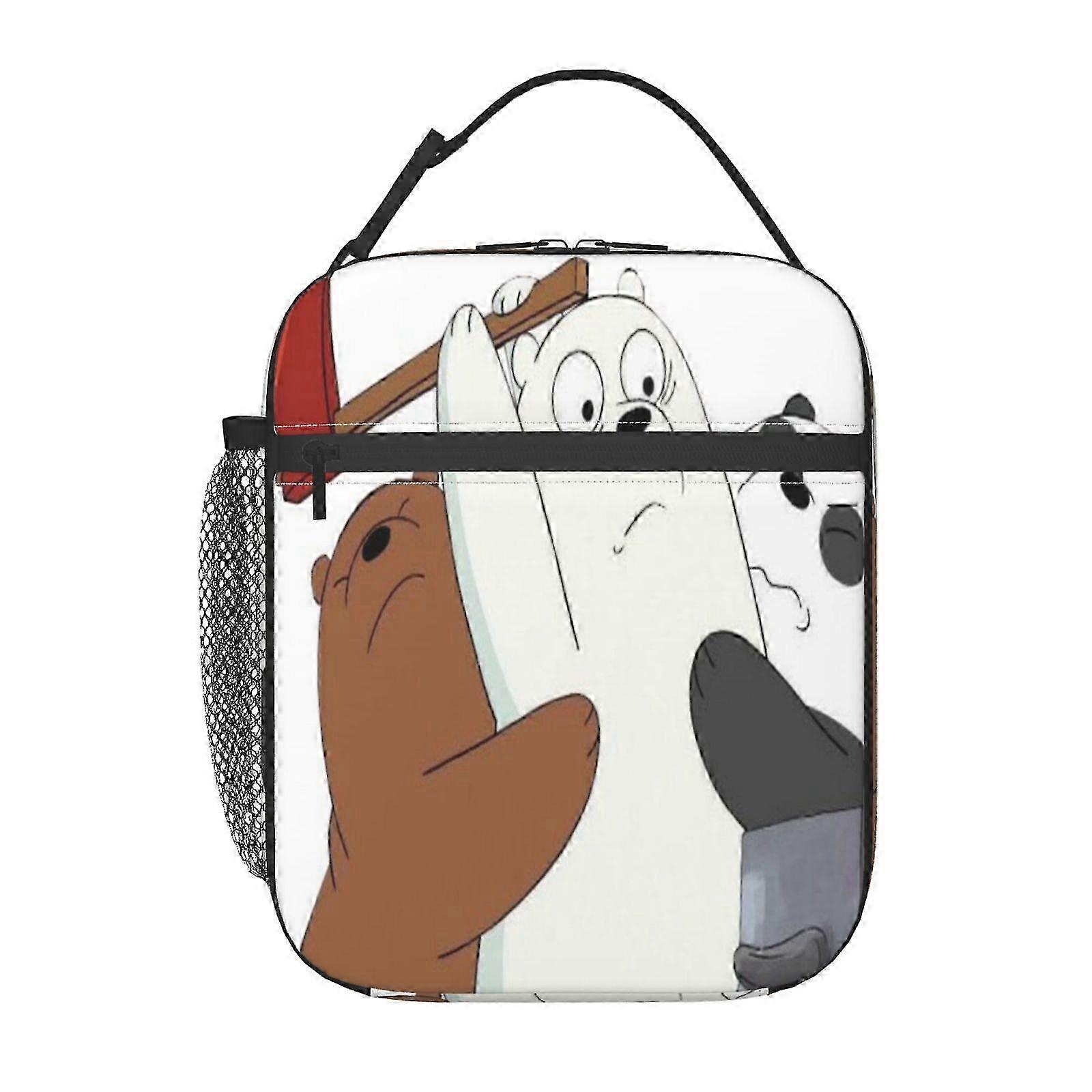 Vintage Floral Design Lunch Boxes for We Bare Bears Season, Cotton Lined Interior with Anti-Scratch Bottom, Machine Washable and Durable