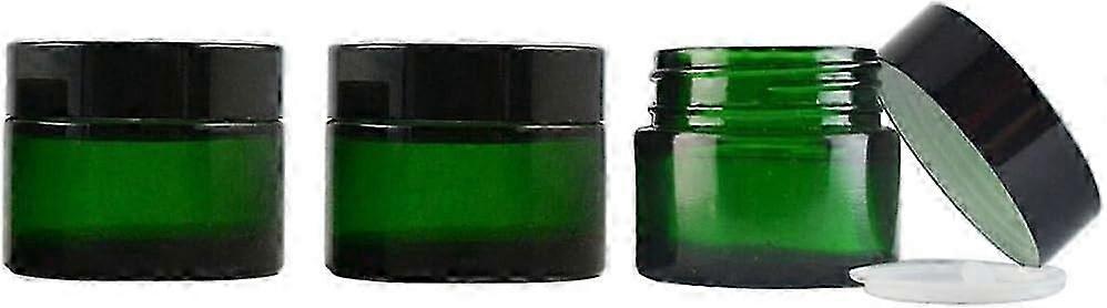 3PCS Upscale Empty Refillable Glass Cosmetic Cream Lotion Storage Jars with Black Lid and PP Liner for Eye Cream Suitable for Various Brands