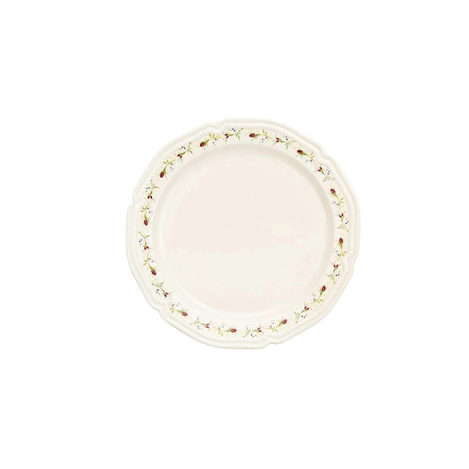 Vintage Rose Ceramic Dinner Plate Set - 4 Stackable Plates for Dining Room, Salad, Steak, and Fruit, Modern Kitchenware