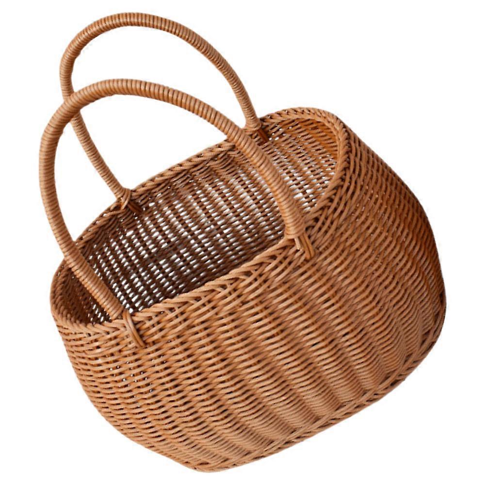 Woven Basket with Handle, Great for Picnics and More