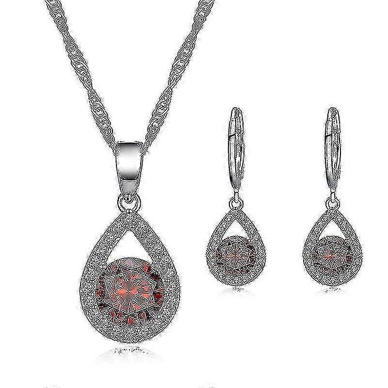 Cubic Zirconia Bridal Jewelry Set Necklace & Earrings for Wedding