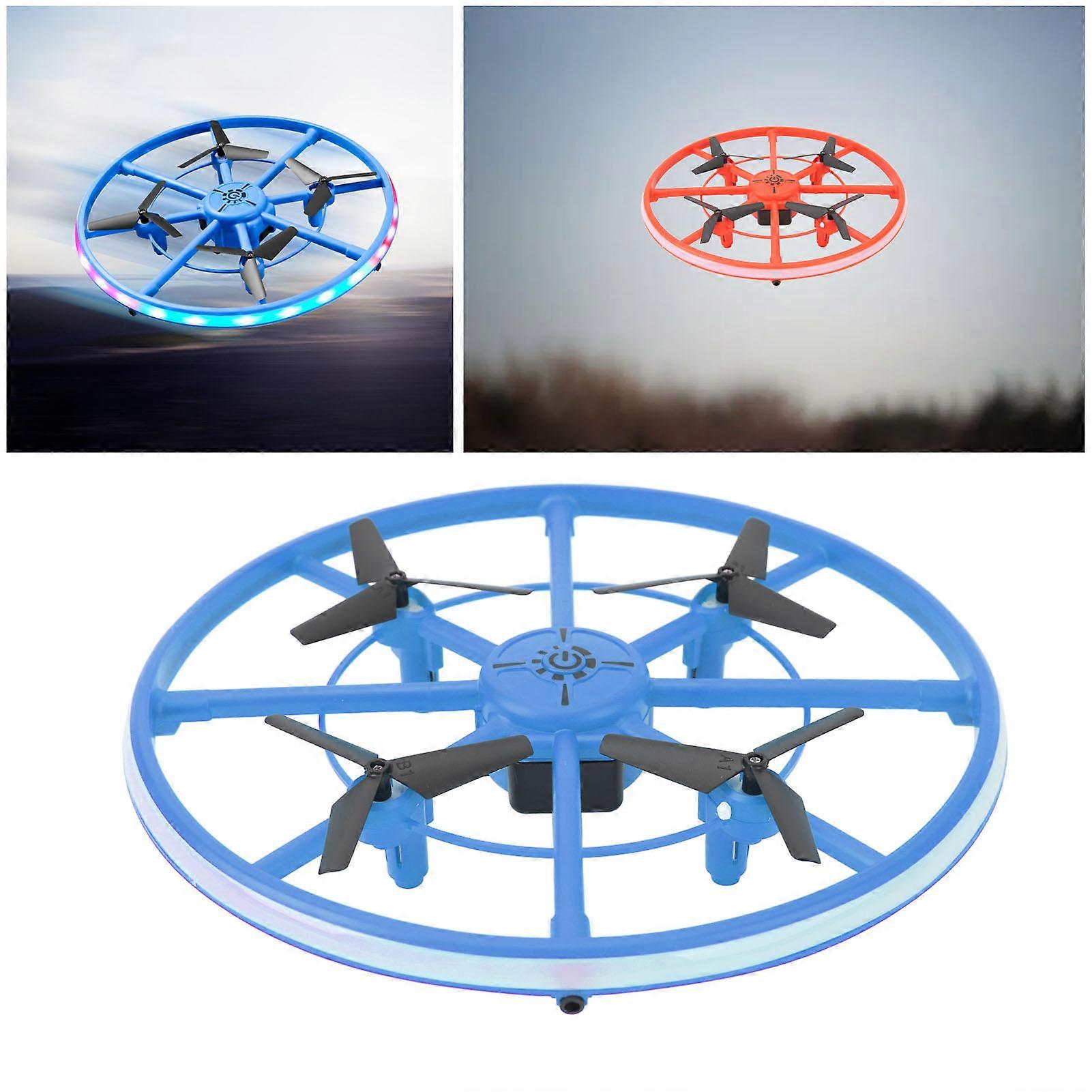 Flying Toys Drone with LED Light Remote Control Hand Drone for Kids RC Quadcopter Obstacle Avoidance 360 Flips Altitude Hold Headless Mode Blue 2 Bat