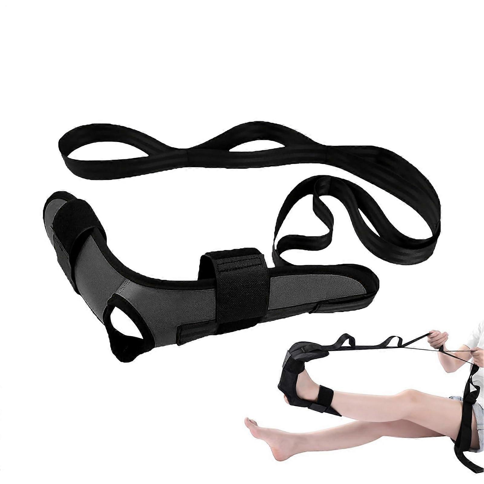 Stretch Strap with Loops for Hamstring and Leg Stretching, 1-2cm Fascia, Fitness Belt for Pilates and Gym, Black