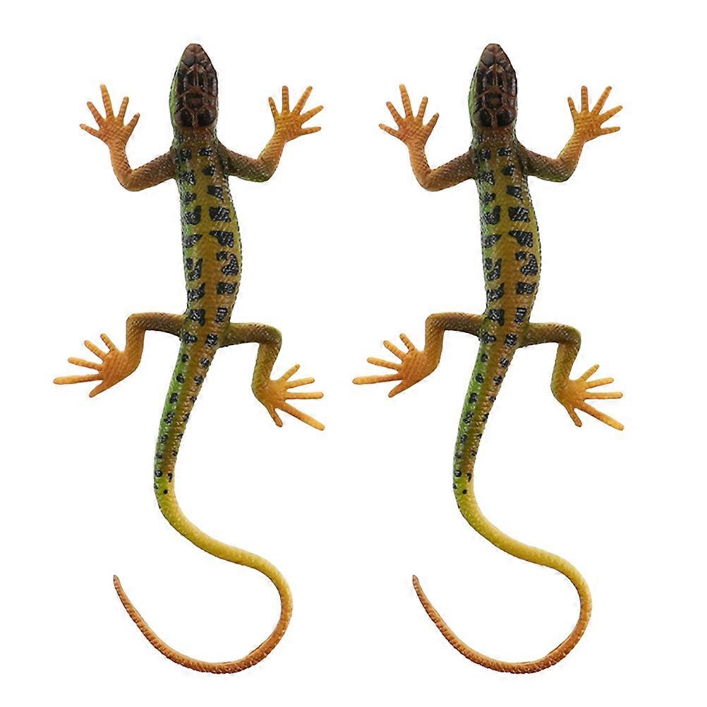 2 Pcs Artificial Lizard Figurines Realistic Scaled Texture Educational Reptile Models for Home Decor Desktop Party Playthings