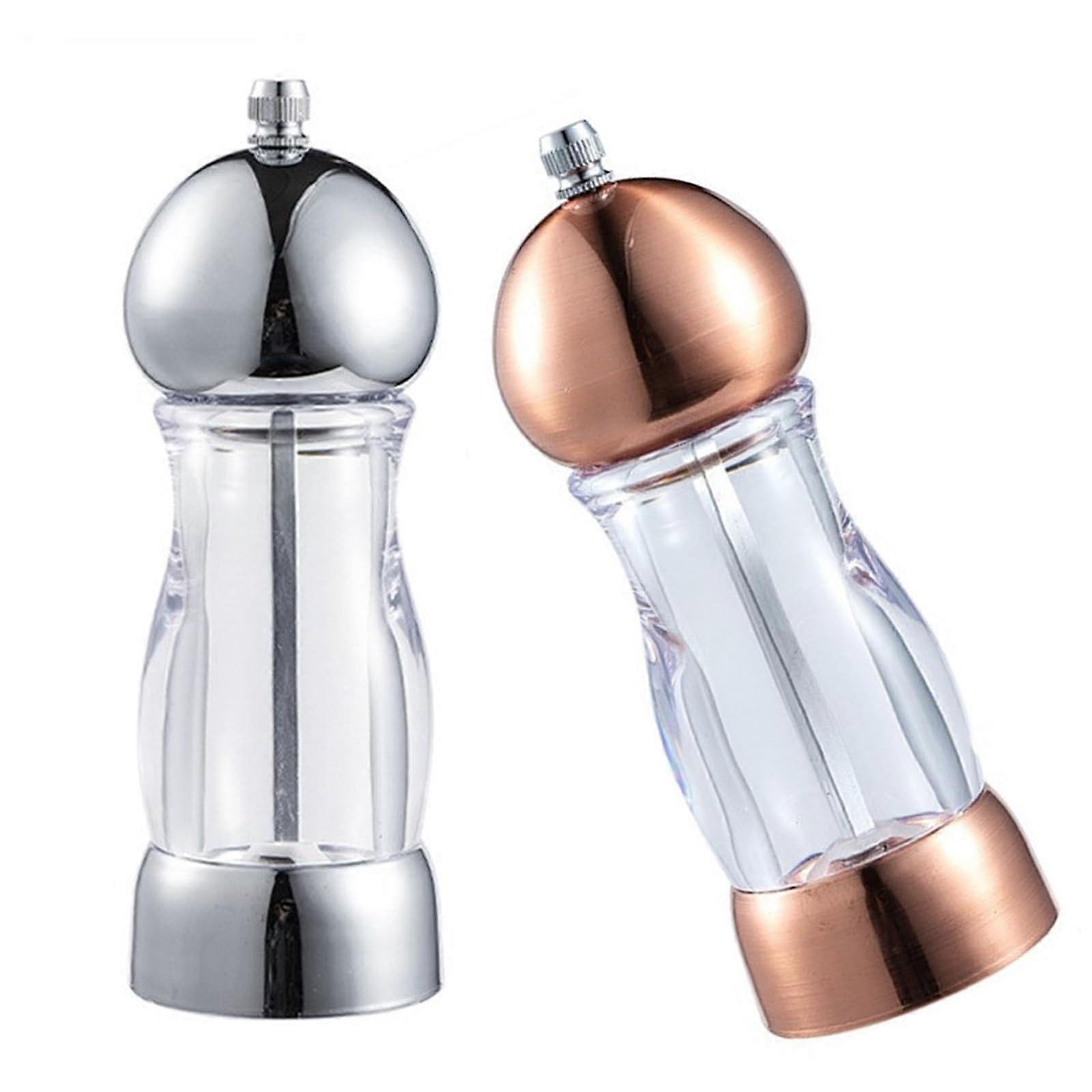 Salt and Pepper Grinder Set, Adjustable Ceramic Mill, Easy-to-Use Kitchen Spice Tool, Stainless Steel and Clear Glass