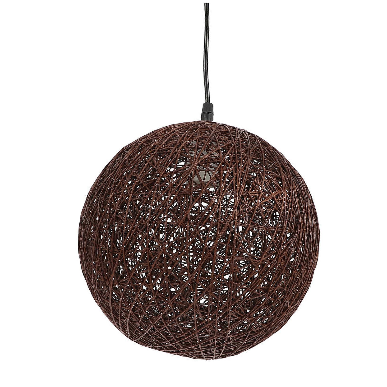 Rattan Ceiling Light, Woven Chandelier in Country House Style, CoffeeColoured