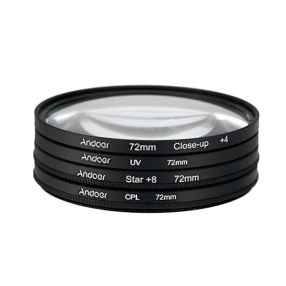 Andoer 72mm Filter Kit: UV, CPL, Macro Close-Up, Star 8-Point for Nikon Canon DSLR