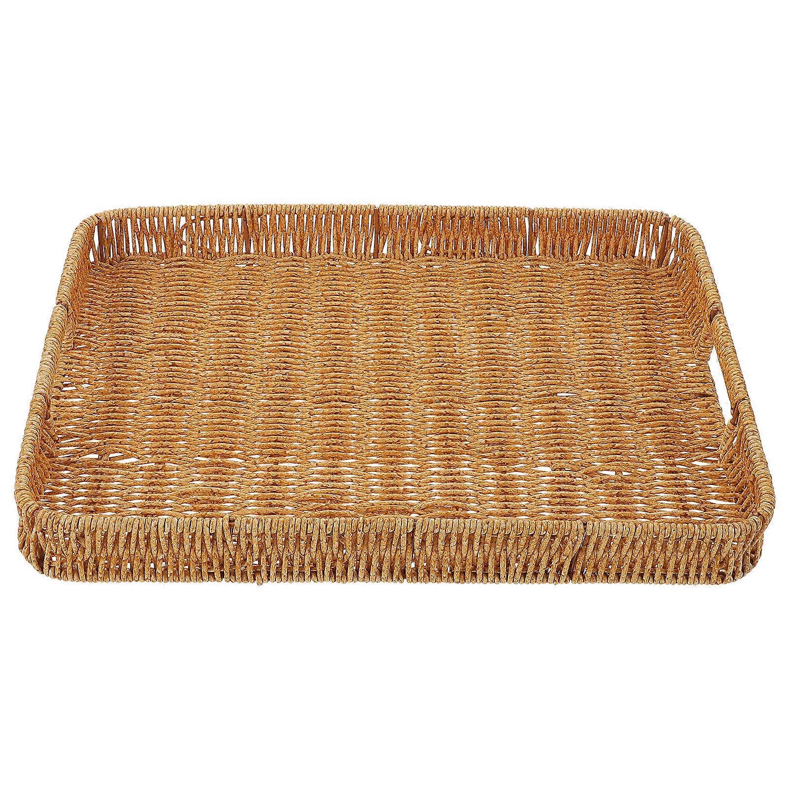 Imitation Rattan Tray Tabletop Bathroom Tray Homeowners Chocolate 39.70X29.80X4.30CM Display 1Pack