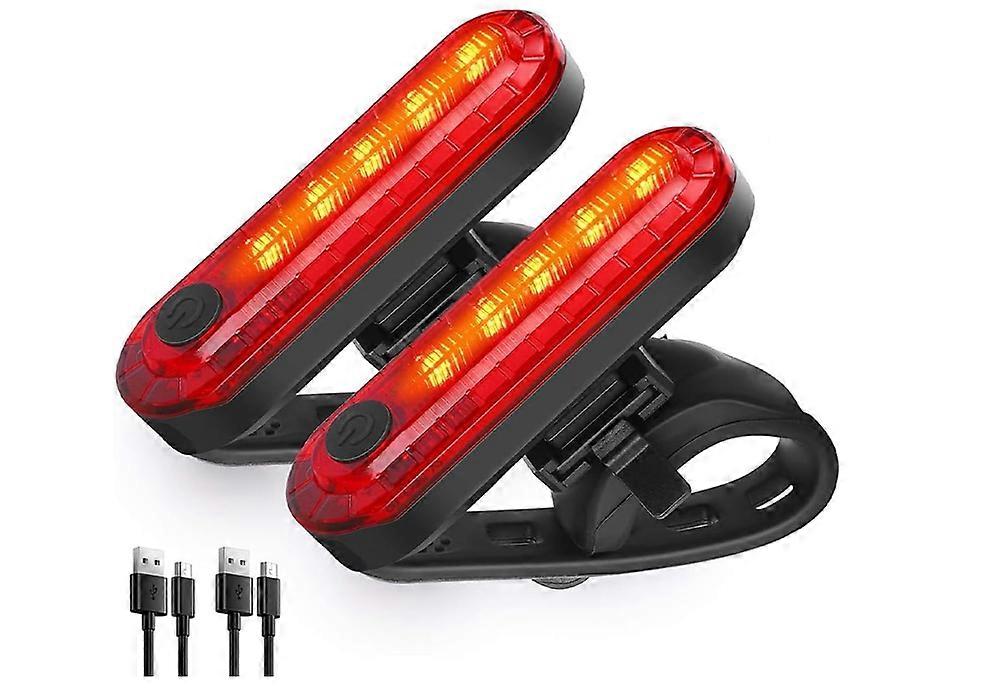 2 Pack Bright Bicycle Rear Light USB Rechargeable Cycling Taillight Safety Flashligh 220mah Lithium Battery, 4 Light Mode Options(Black)