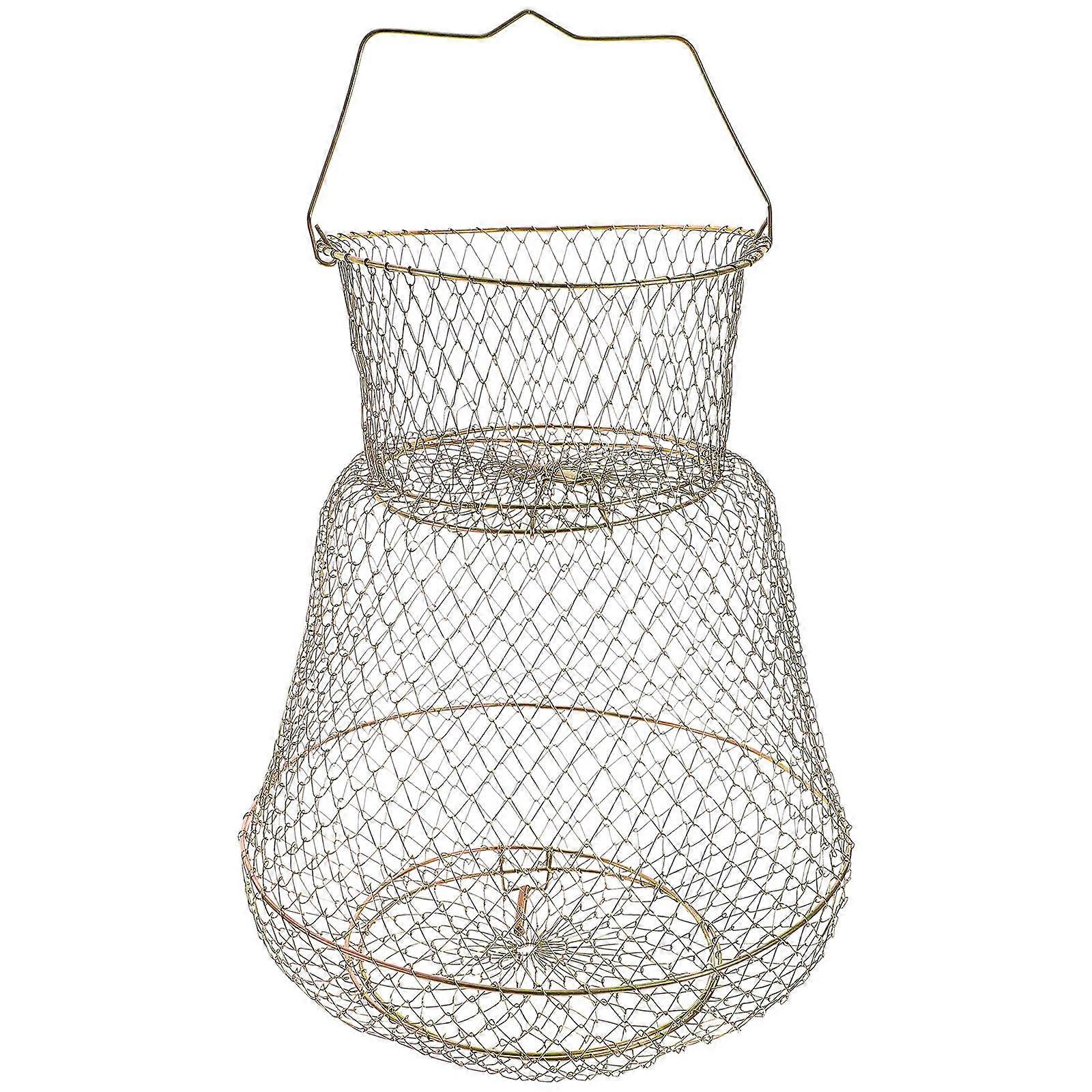 Fish Guard Netting Metal Fishing Net Professional Design For Field Survival Wave Shaped Links 12.2X12.2X3.9in 1Pcs