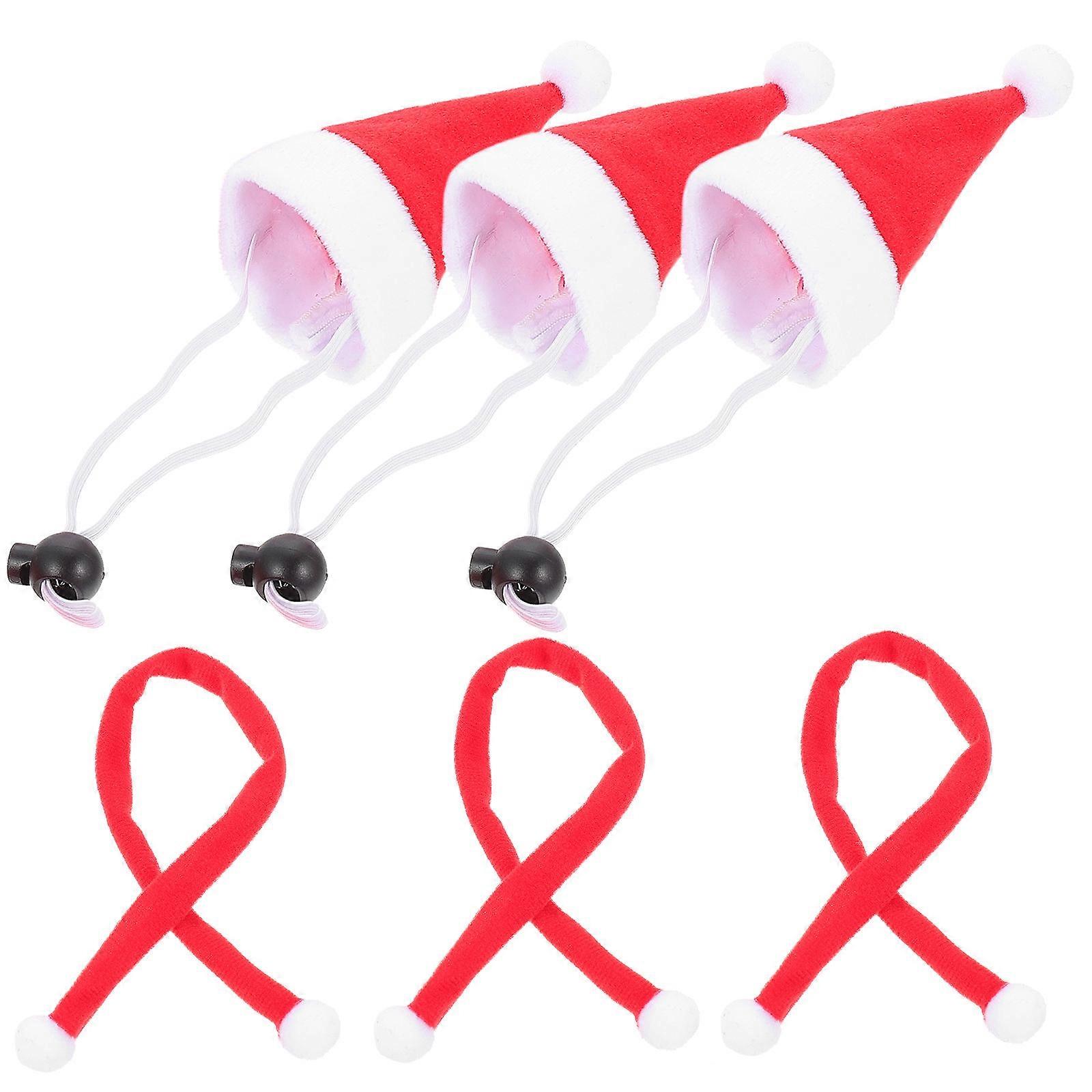 Pet Hat Prop and Scarf Christmas Decorations for Pets 6Pcs Red Lint Material