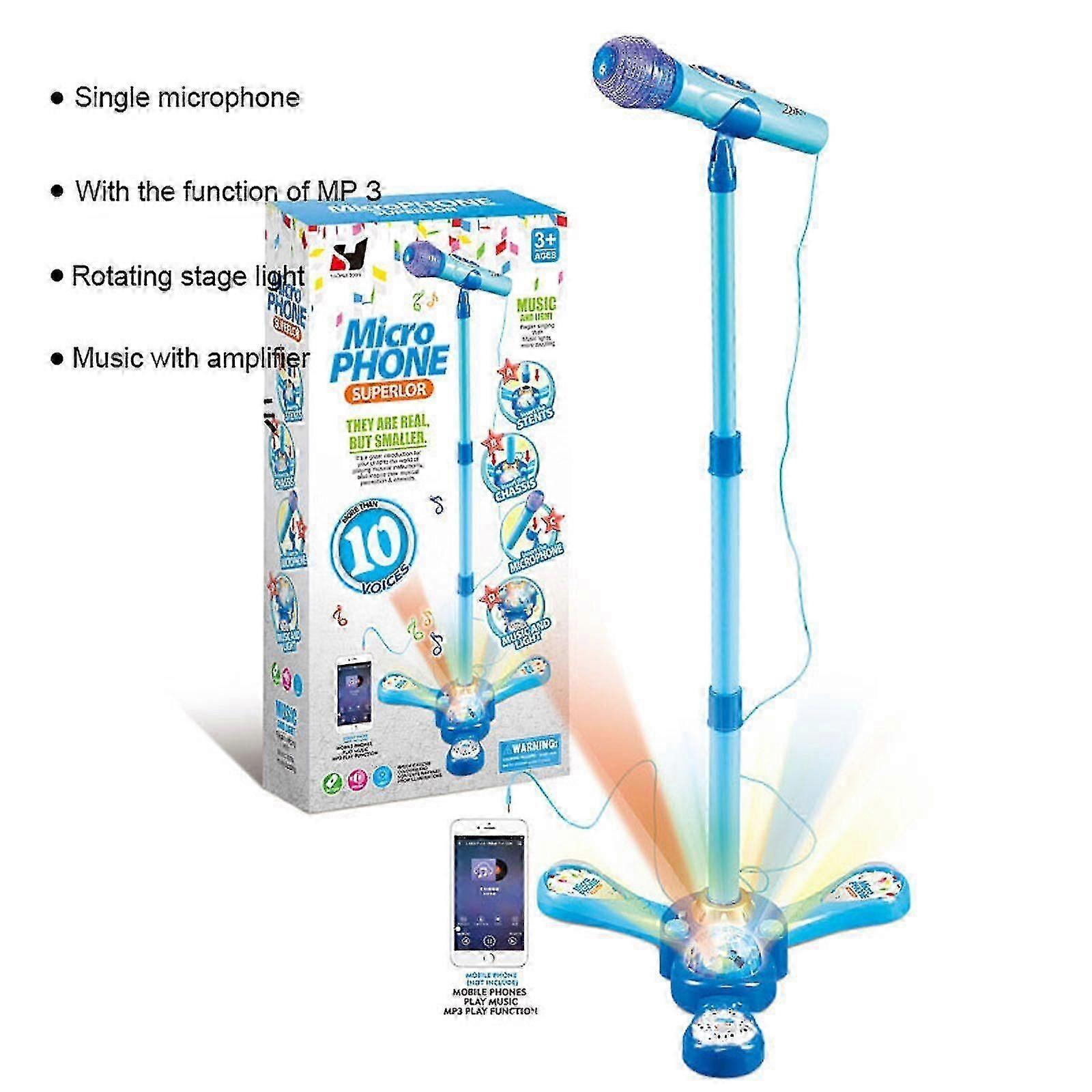 Kids Microphone Stand with Light Effect and MP3 Connection for Singing and Performance