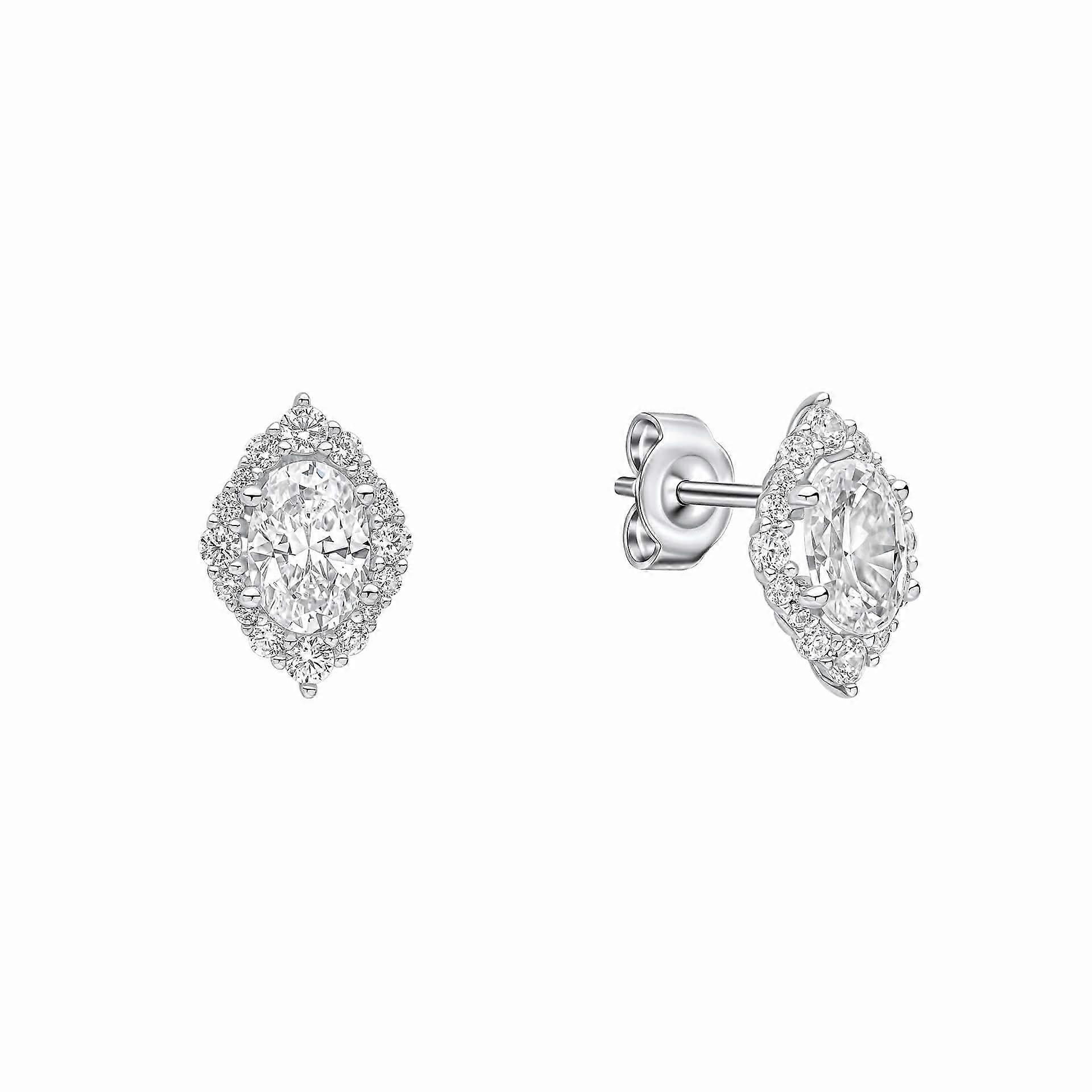 Diamonfire Cubic Zirconia Oval Cluster Stud Earrings E6592