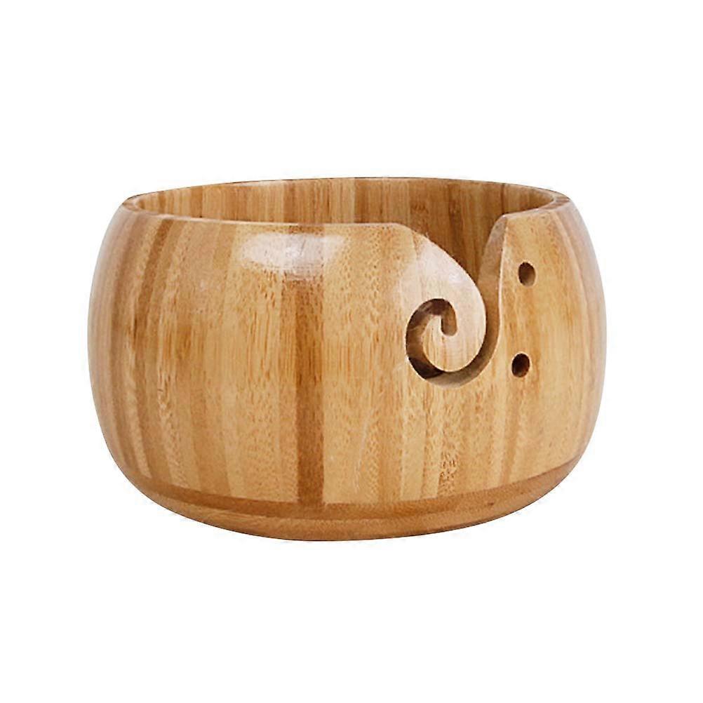 Yarn Knitting Bowl Wooden Organizer For Crocheting Shape 15.5x8.5CM Prevent Rolling Off 1Set