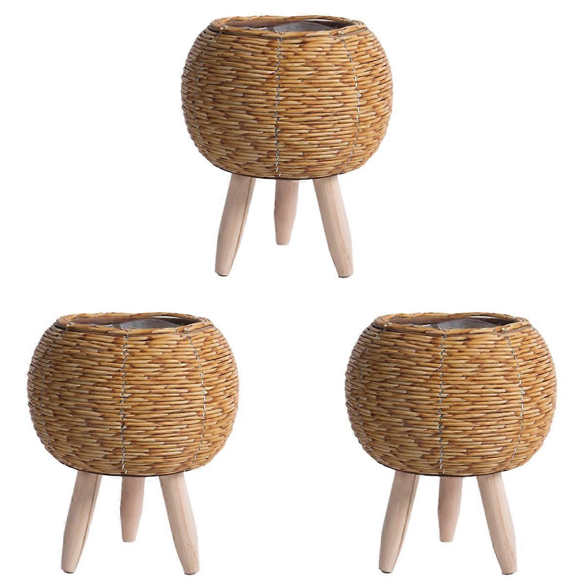 Vintage Imitation Rattan Woven Flower Shelf Handmade,A