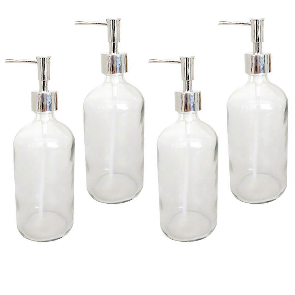 Pumpe Lotion Behälter Glas Shampoo Flaschen für Badezimmer Reisen Weiß 500ml Tragbar 4 Stück
