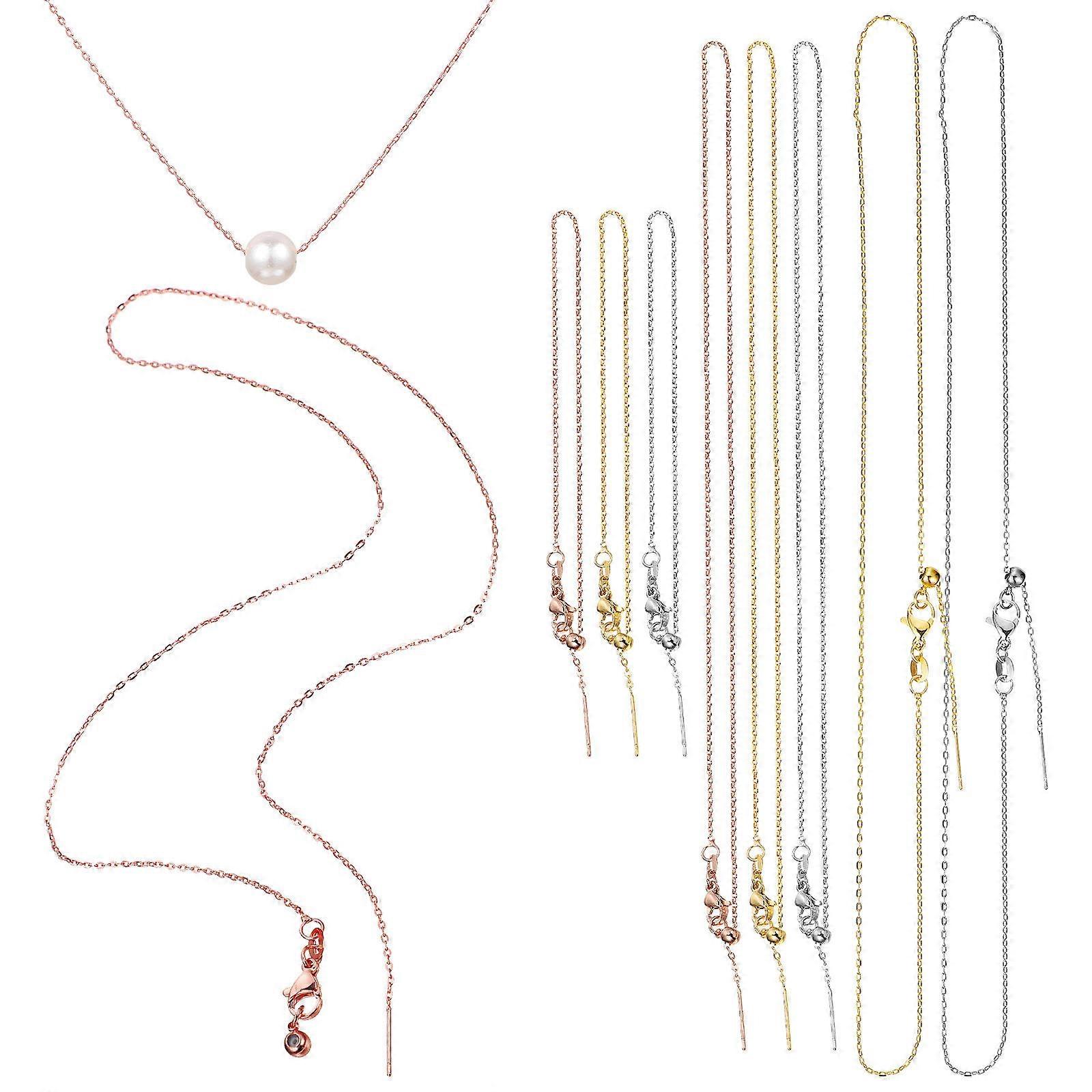Chains for Jewelry Making Bracelet Chains Silver Color O-Shaped Chain Everyday Wear 9Pcs